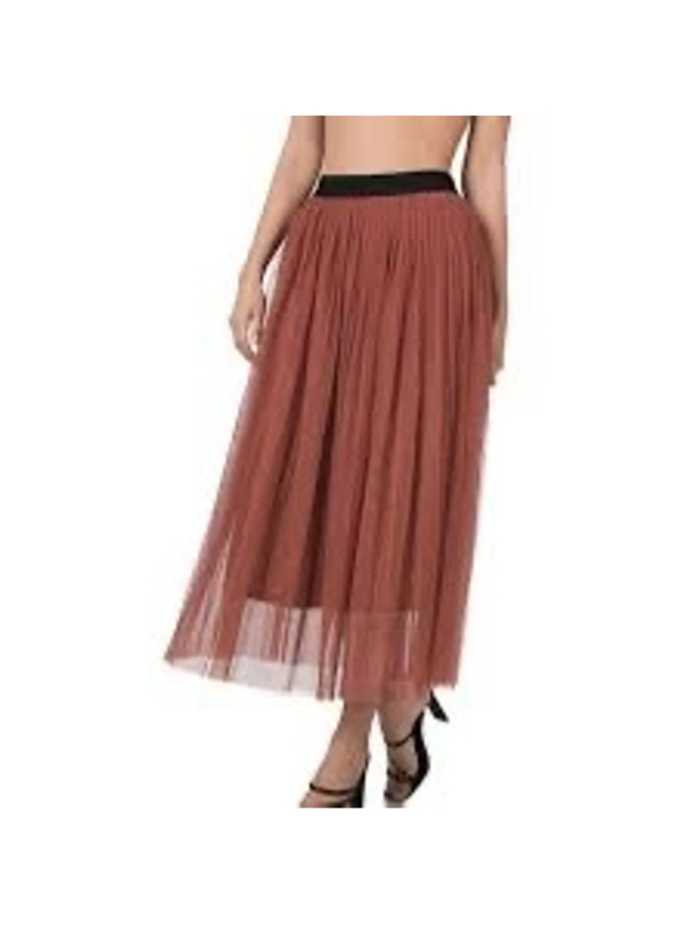Zenana Pleated Tulle/Mesh Maxi Skirt Women's Size L NWT